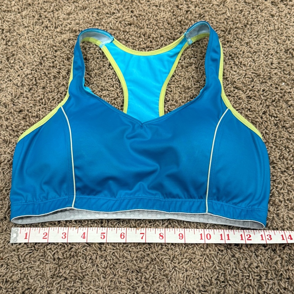 Moving Comfort Teal and Lime Sports Bra - Picture 3 of 7